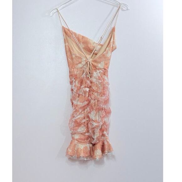 Here Comes The Sun by Selfie Leslie Harriet Mesh Overlay Ruched Mini Dress Sz.Sm - Picture 3 of 10